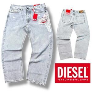 NWT Diesel 2010 D-Macs Men Jeans 33x30 Grey Loose Straight Leg Mid Waist $375